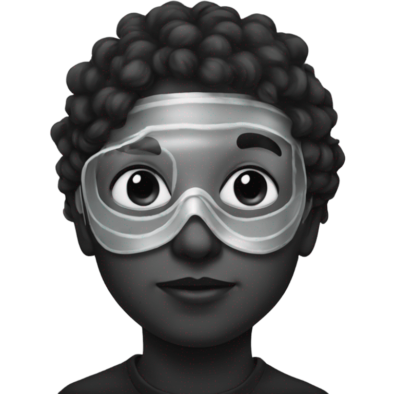 monochrome portrait of a boy with sky mask  emoji