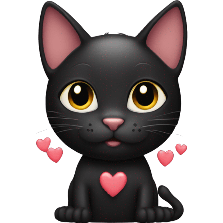 Black cat with hearts emoji