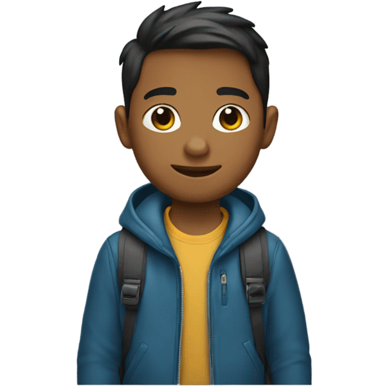 Boy wearing jacket and backpack emoji