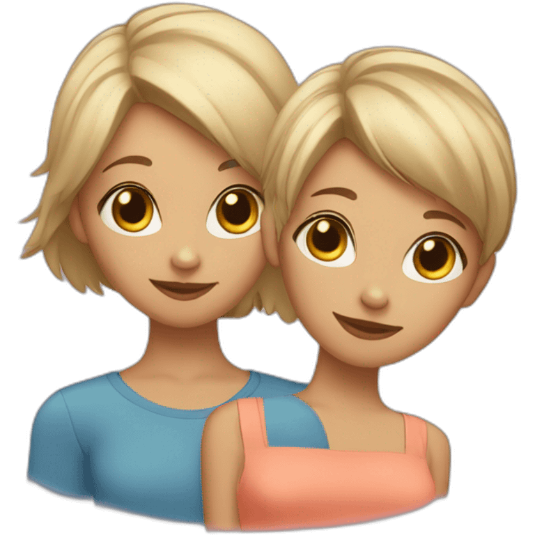 Cat with two one girl short hair and one girl shoulder hair emoji