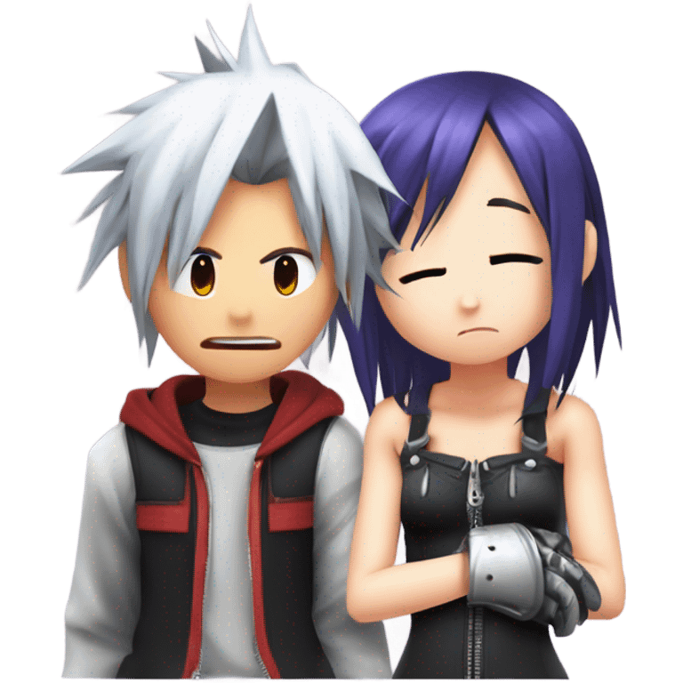 riku and kairi from kingdom hearts making sora cry emoji