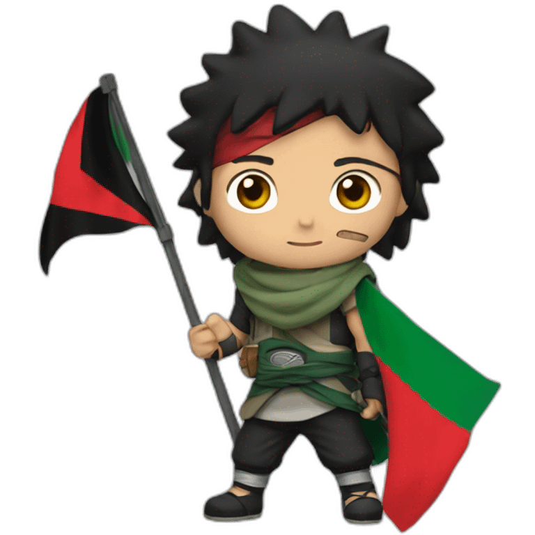 Naruto holding a Palestinian flag emoji