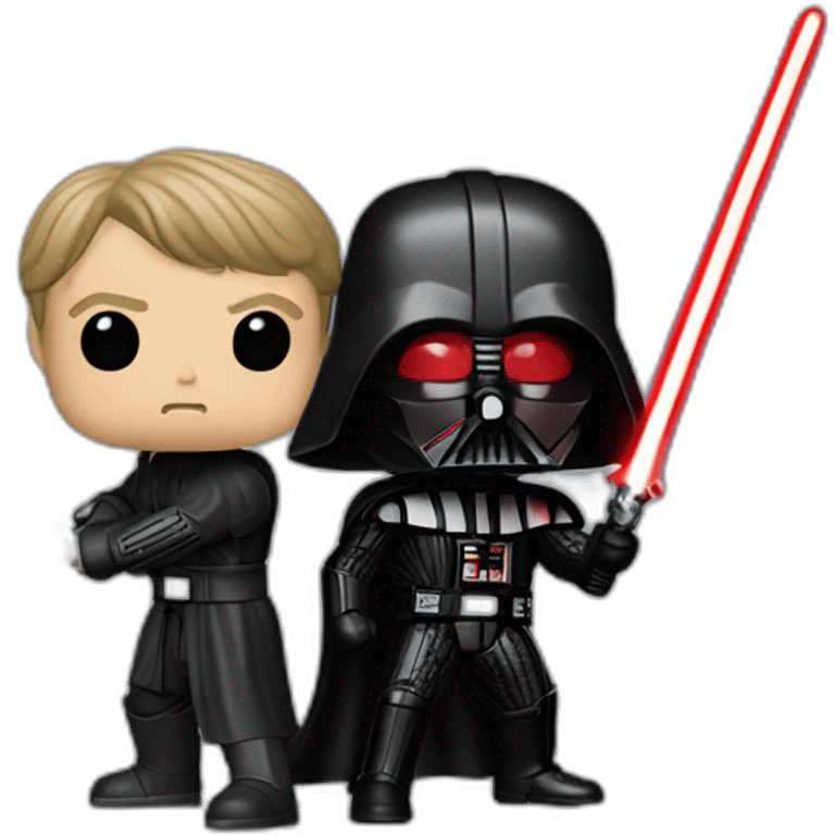 Funko pop Luke Skywalker and darth vader fighting emoji