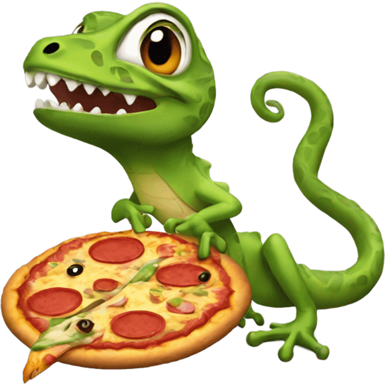 gecko eating a pizza emoji