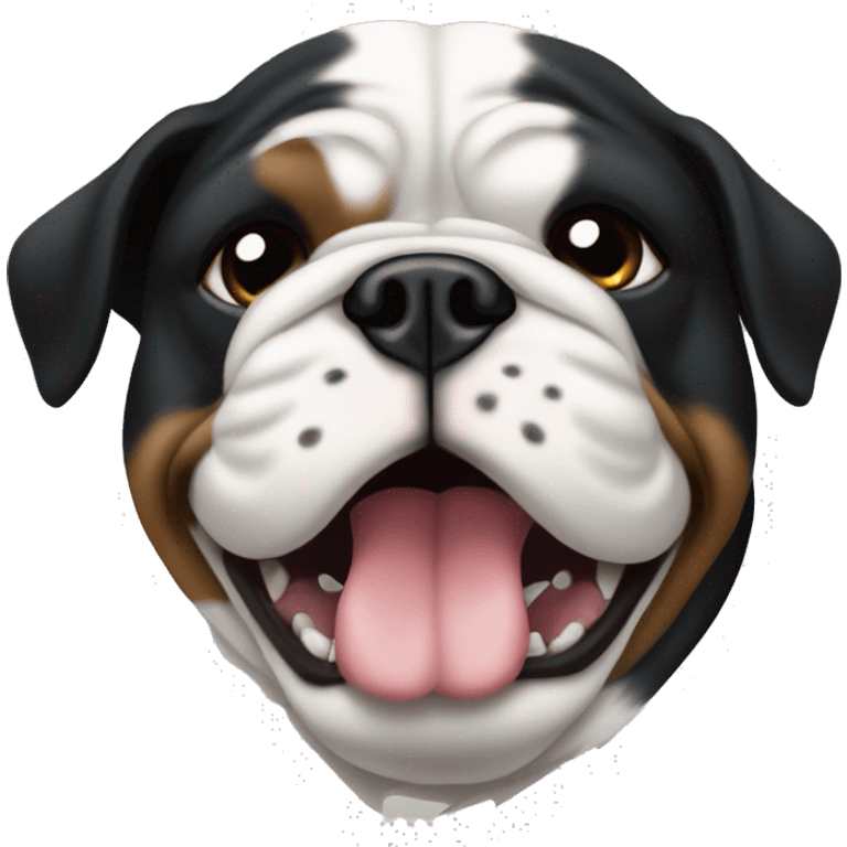 Bulldog white paws black dog and white and black face emoji