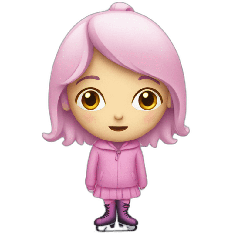 Sad ice skating lady in pink emoji