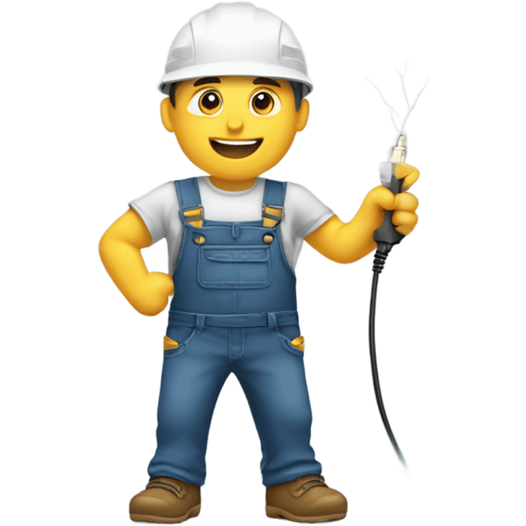 electrician holding high voltage cord emoji