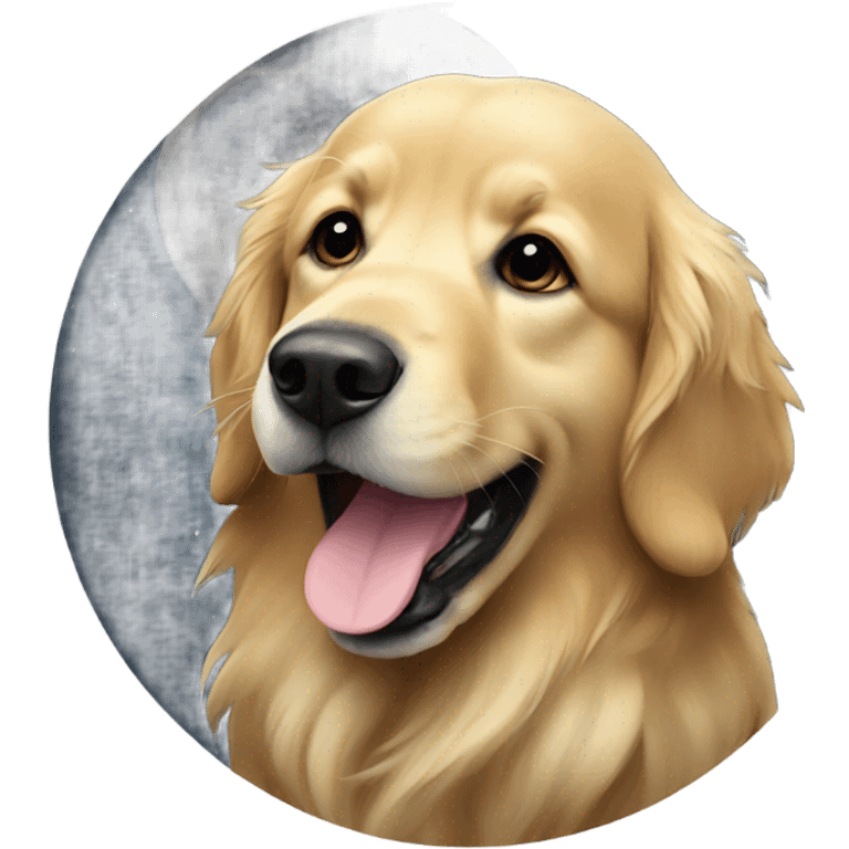 golden retriever on moon emoji