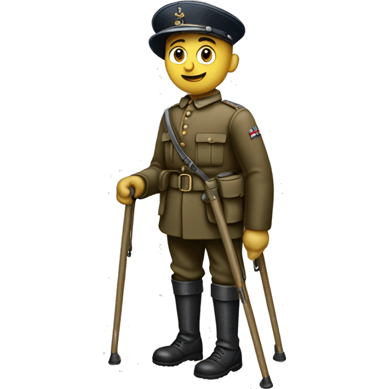 disabled ww1 soldie with amputation on crutches emoji