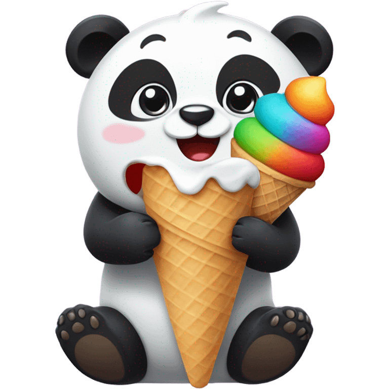 Panda eating ice cream emoji