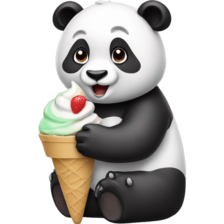 Panda eating ice cream emoji