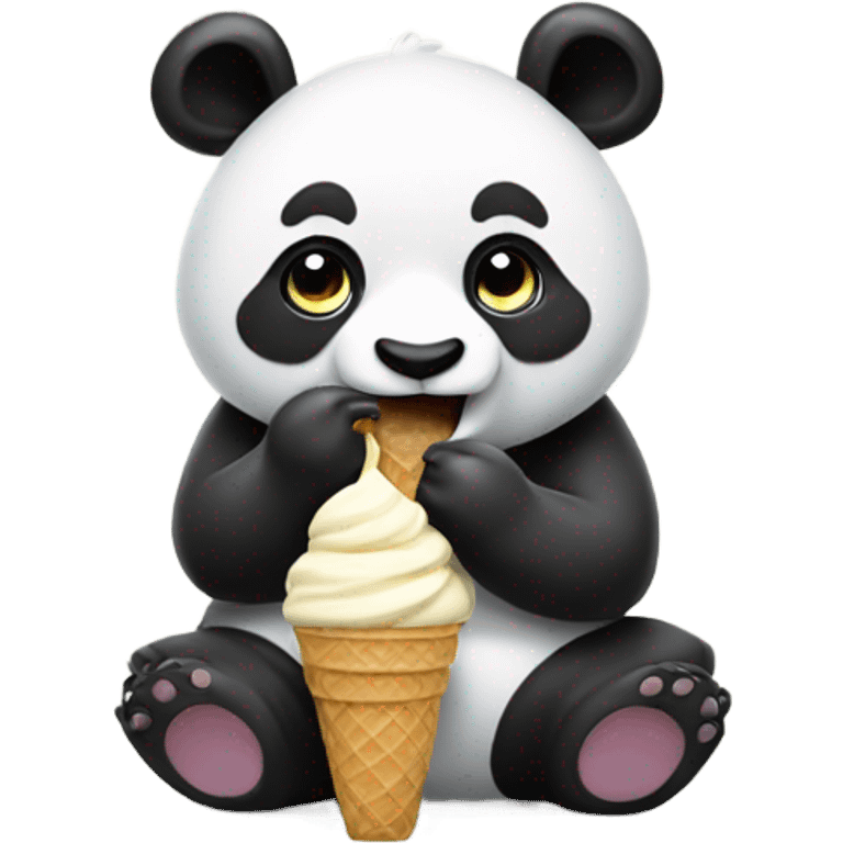 Panda eating ice cream emoji