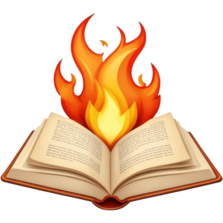 open book transforming into flame shape emoji