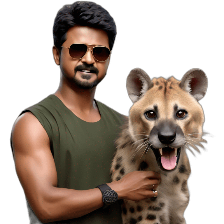 Thalapathy vijay with hyena emoji