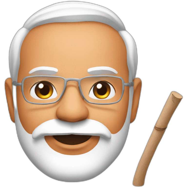 narendra modi with a stick pointing left emoji