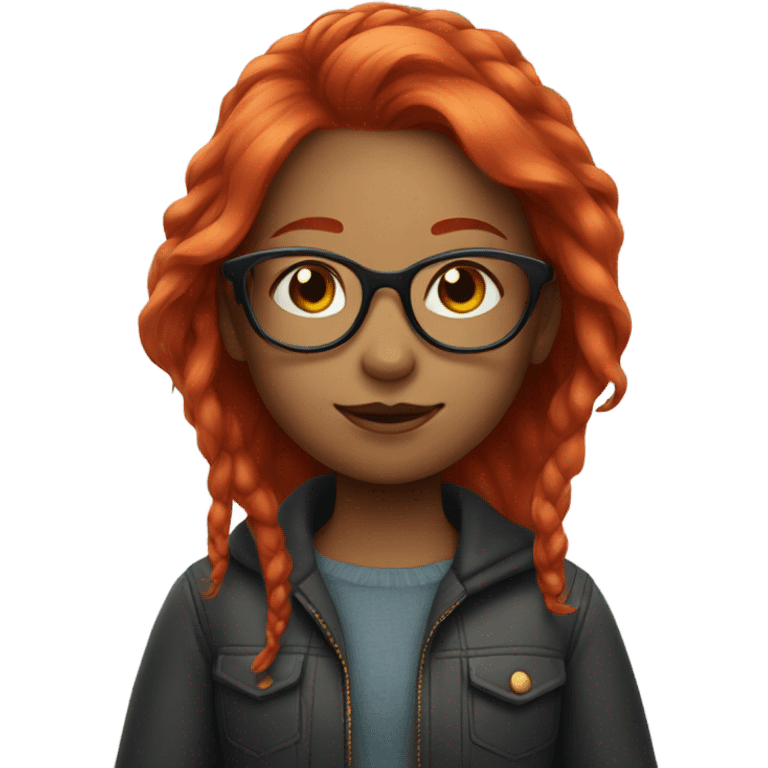 Girl with bright red hair and glasses emoji