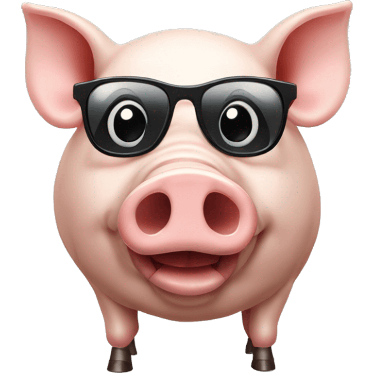 cochon qui mange du jambon avec des lunettes emoji