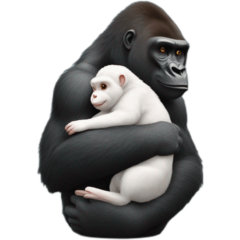 gorilla hugging a rabbit hyperrealistic emoji