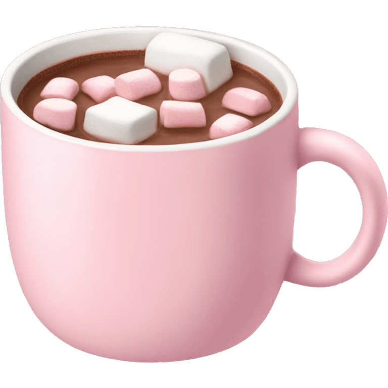 Light Pink mug of hot chocolate with marshmallows  emoji