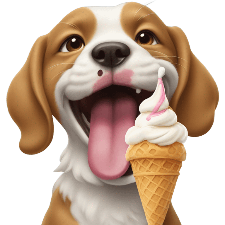 Dog eating ice cream ￼ emoji