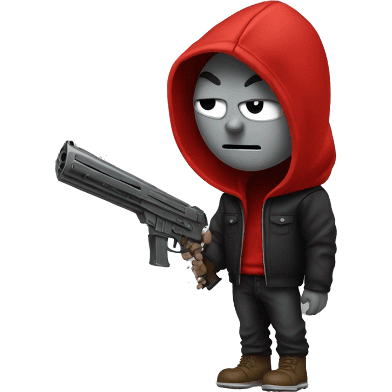 Metal man with gun red hoodie  emoji