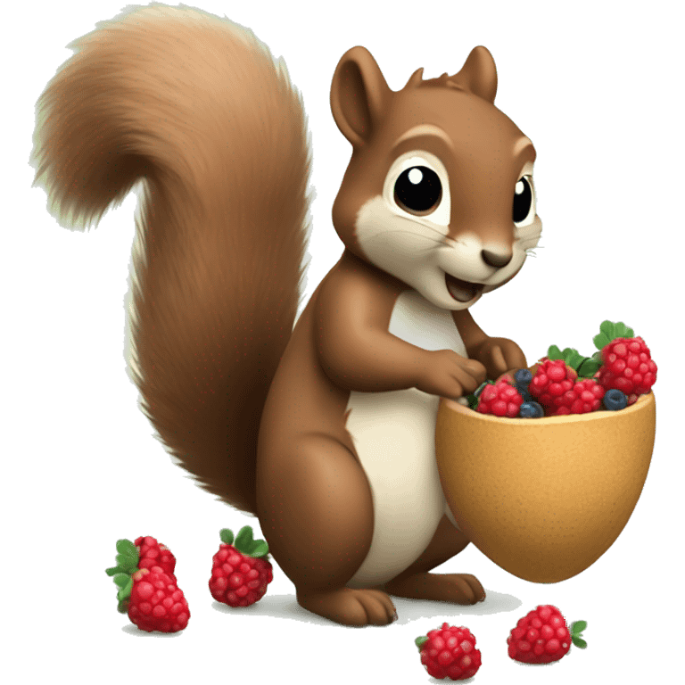 Squirrel eating berries with fluffy tail  emoji