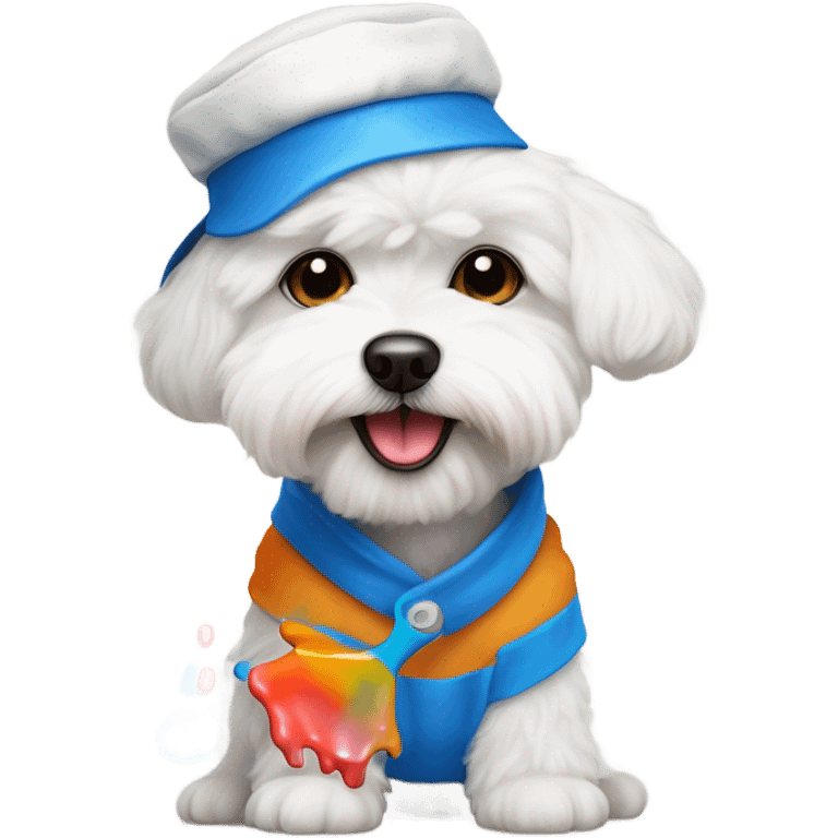 Maltese bichon working as a painter emoji