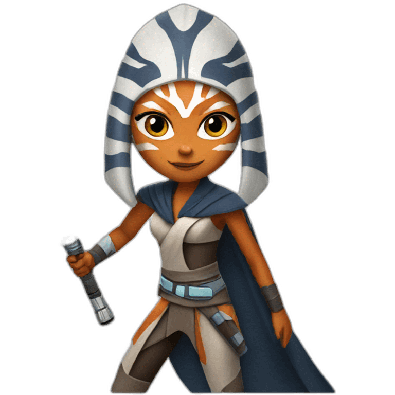 Ahsoka with two lightsabers  emoji