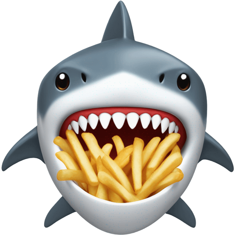 Shark eating 100 French fries emoji