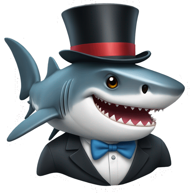 Shark with a top hat emoji