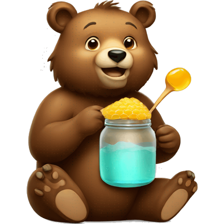 bear eats honey from jar emoji