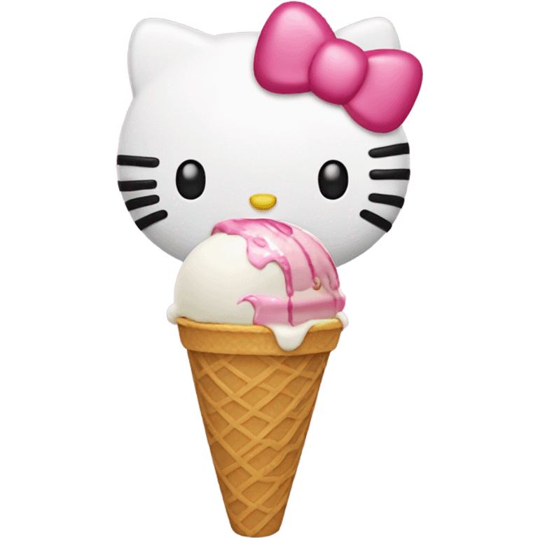 Hello kitty eating ice cream emoji