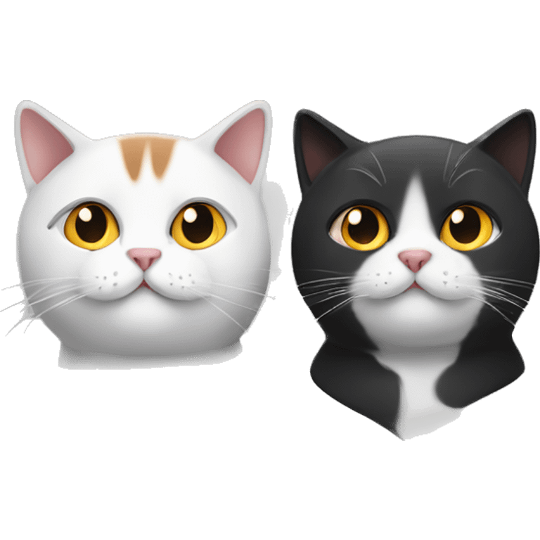 Two people adults, one black-white cat and one red-grey-white cat emoji