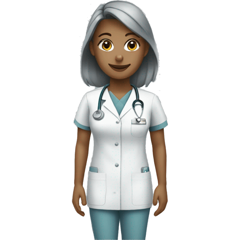 white nurse wearing gray scrubs emoji