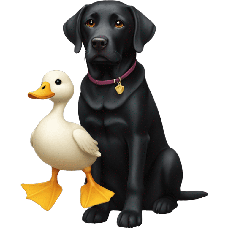 black labrador carrying a duck  emoji