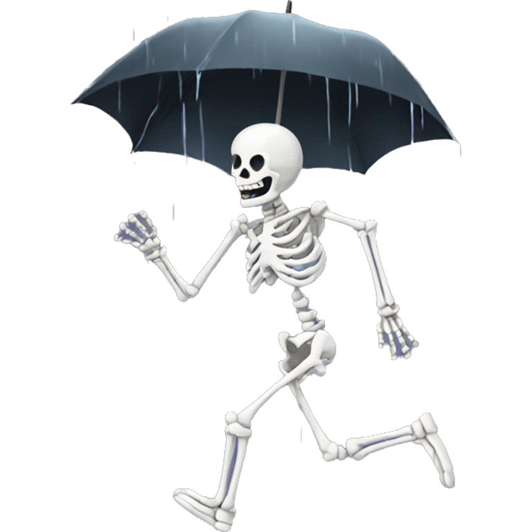 Skeleton running in rain emoji