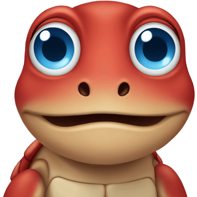 adorable red turtle with blue eyes emoji