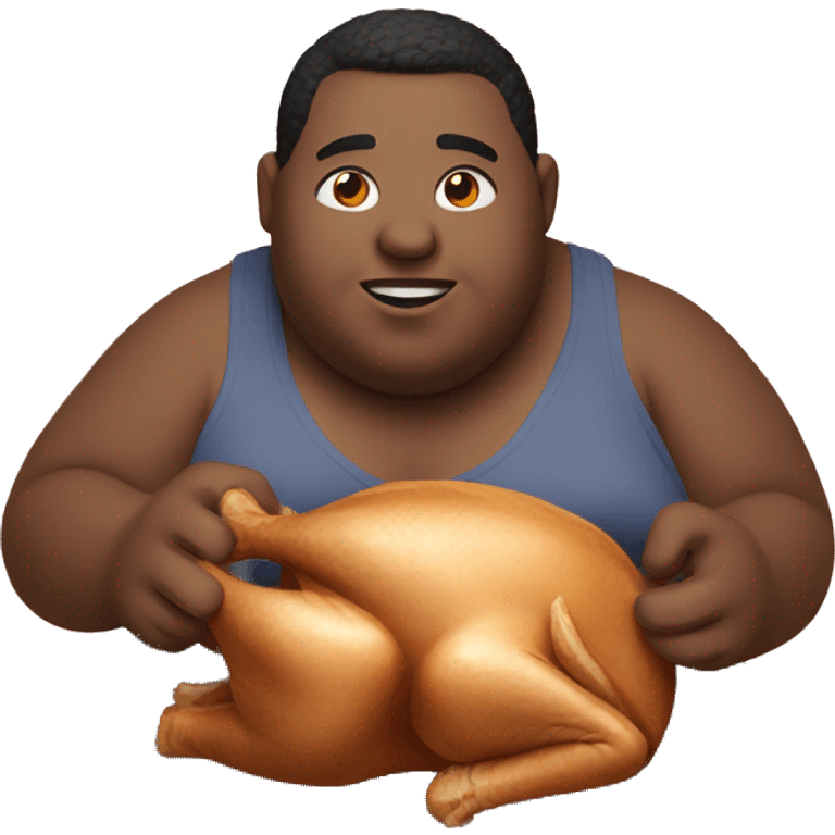 Obese person eating turkey  emoji