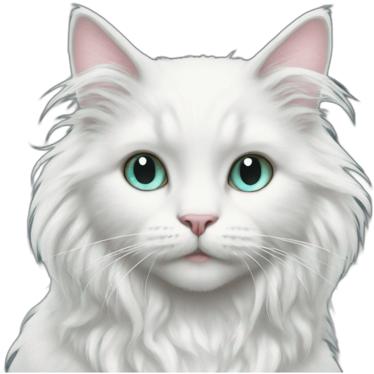 Half white fluffy cat half magic  mermaid emoji