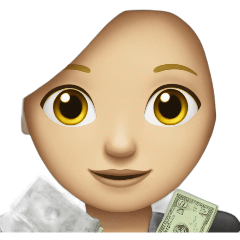 blond girl with monopoly emoji