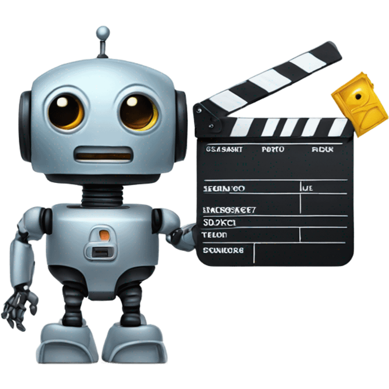 cute robot and a clapboard emoji