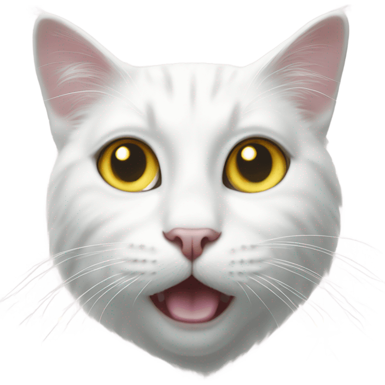 Realistic White cat with yellow eyes, glitter over head  emoji