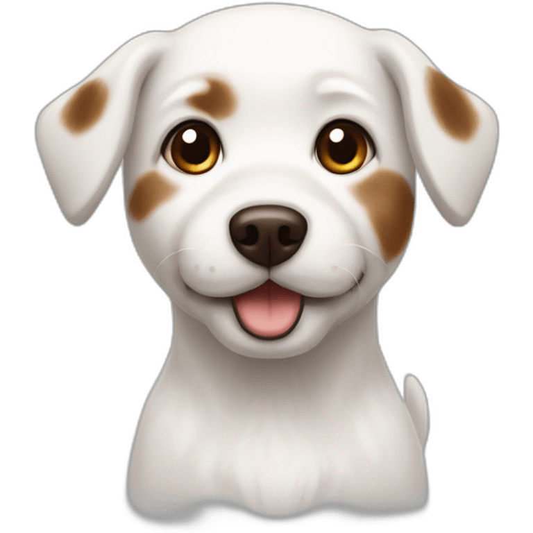 little white dog with little brown spots emoji