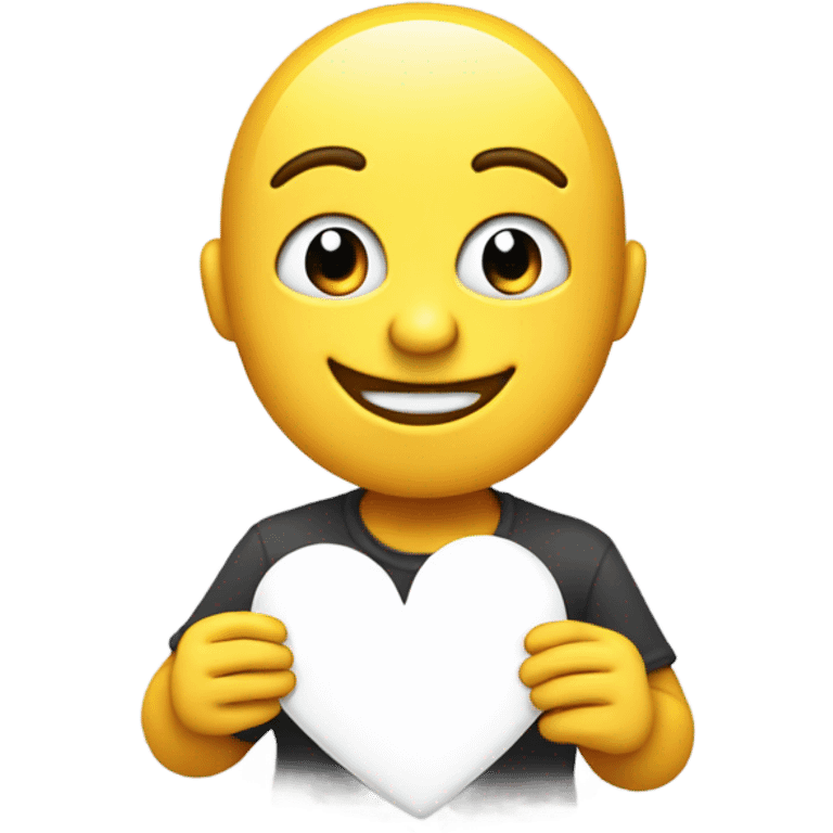 Emoji holding a heart smiling emoji