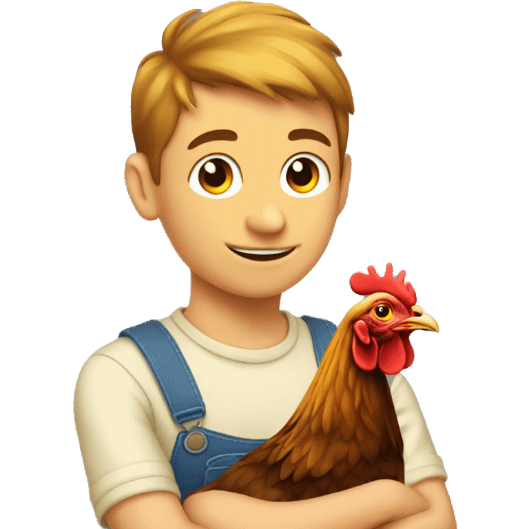 Hen and boy emoji