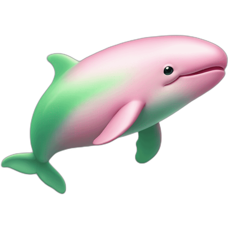 Pink and green beluga whale emoji