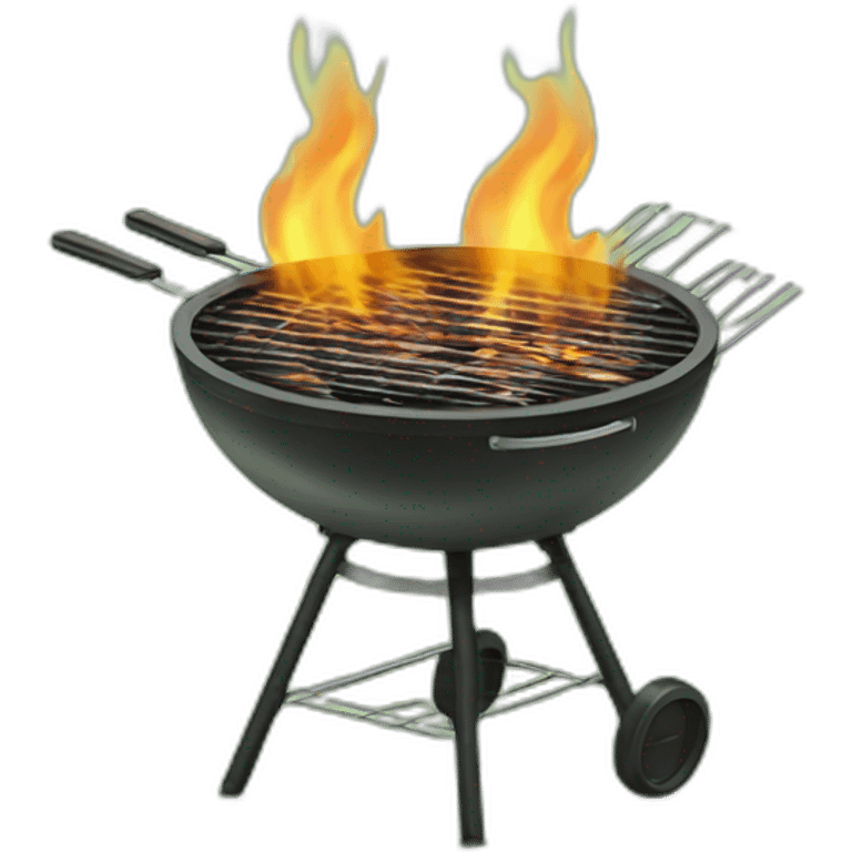 A barbecue that burns in pale green flames emoji