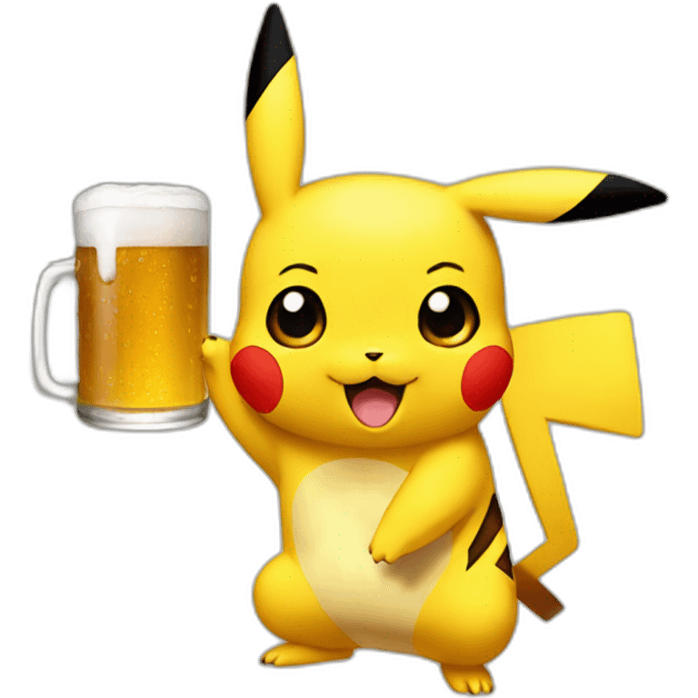 Pikachu drinking beer emoji