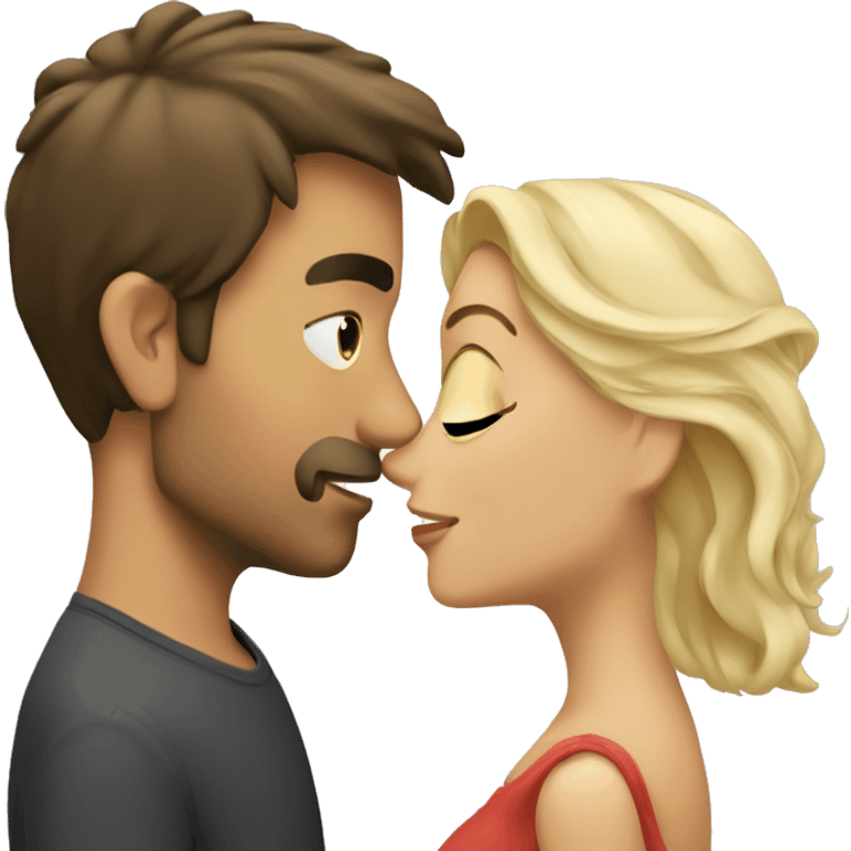 Brunet man kiss blond woman  emoji