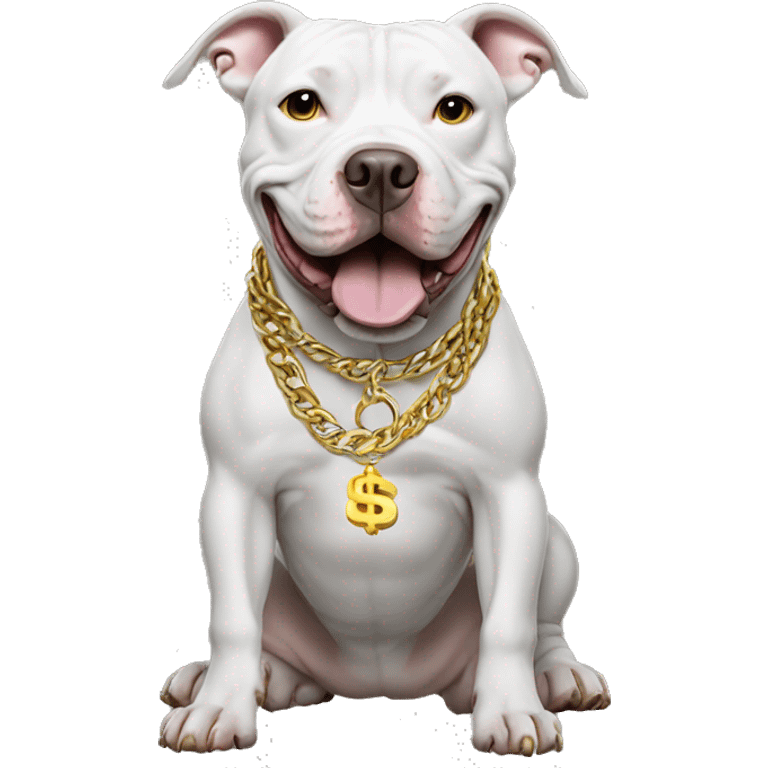  pitbull with gold chain with dollar sign emoji